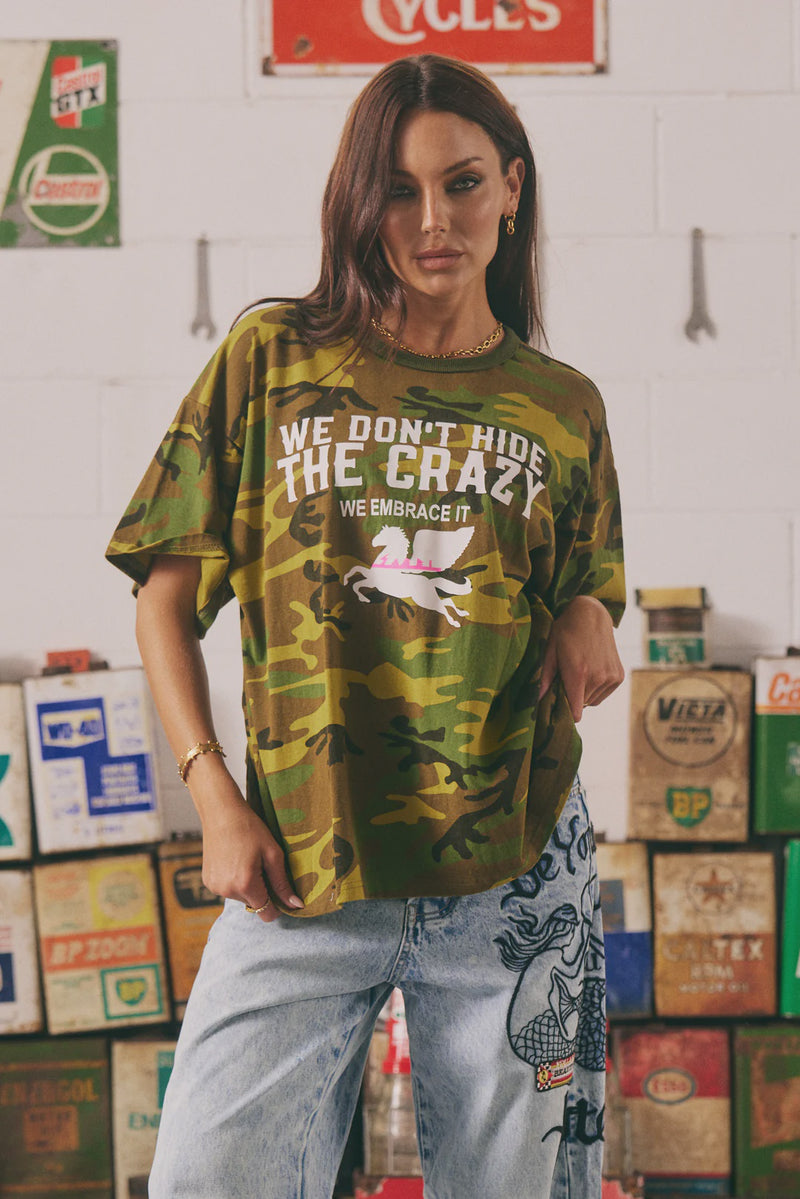 We Dont Hide The Crazy Regular Fit Tee - Camo PRE ORDER