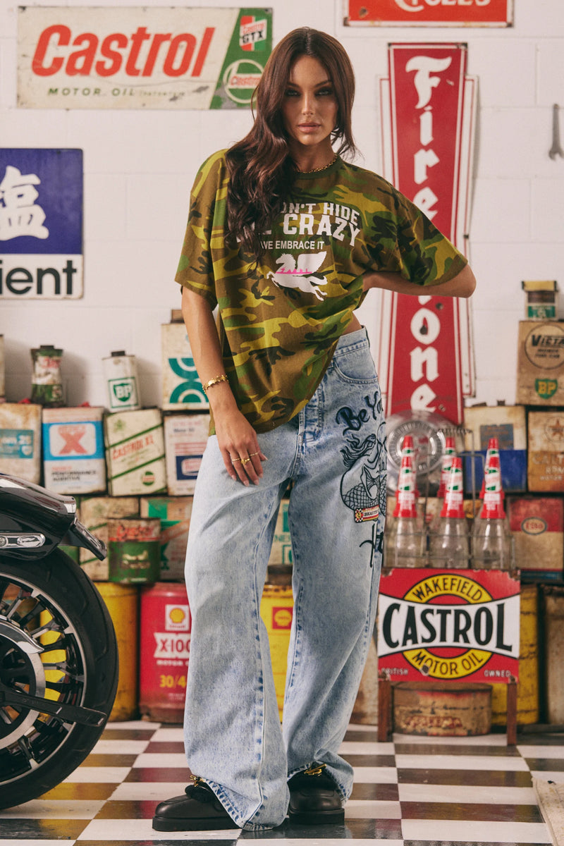 We Dont Hide The Crazy Regular Fit Tee - Camo PRE ORDER