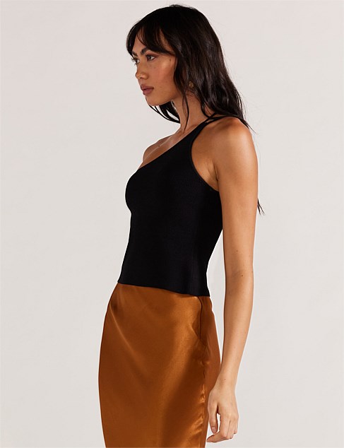 Lexie One Shoulder Knit Top - Black