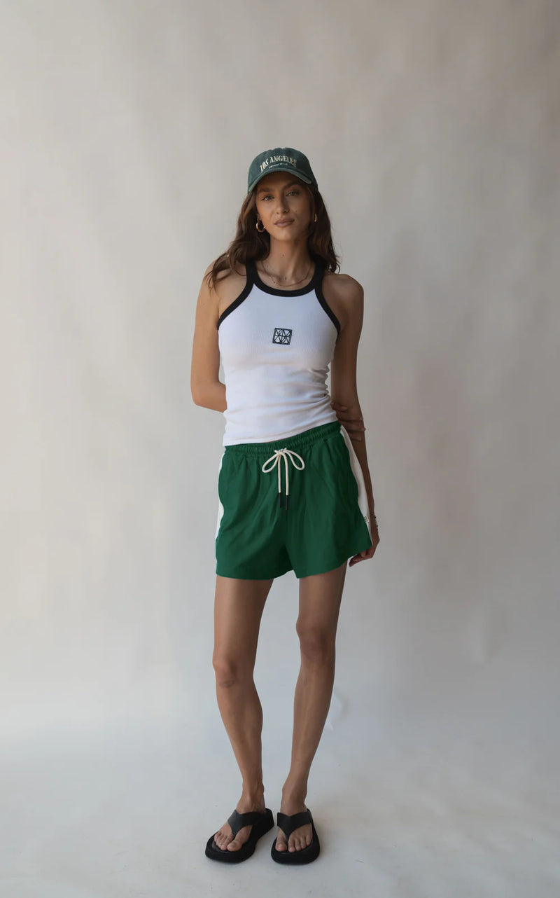 Monogram Contrast Tank - Snow