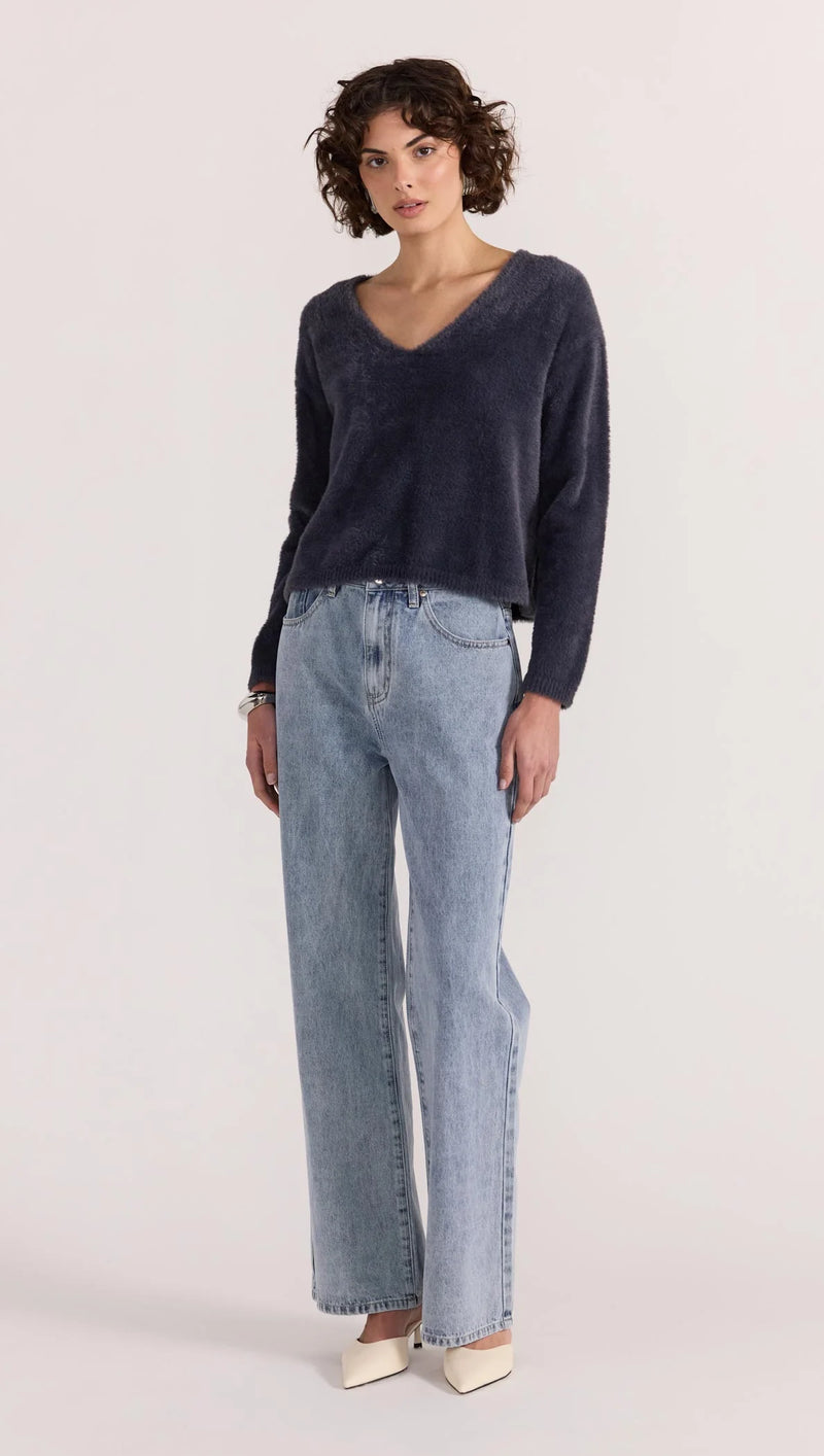Ember Fluffy Knit Jumper - Slate SLA