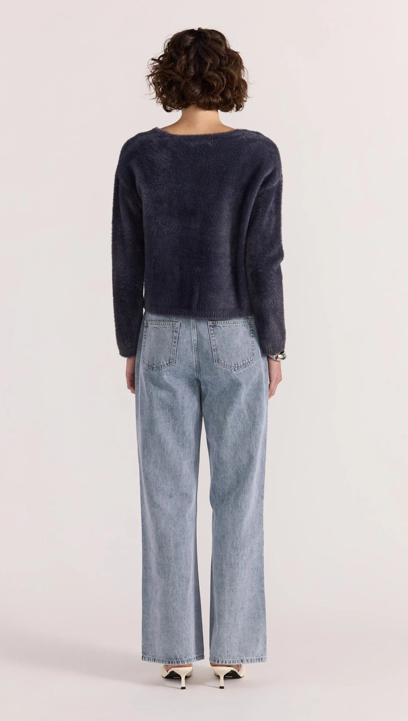 Ember Fluffy Knit Jumper - Slate SLA