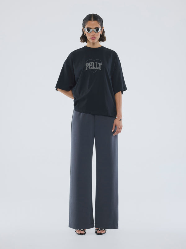 Rhinestone Logo Tee-Black