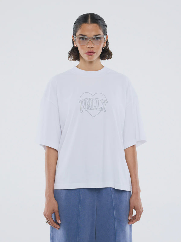 Rhinestone Logo Tee-White