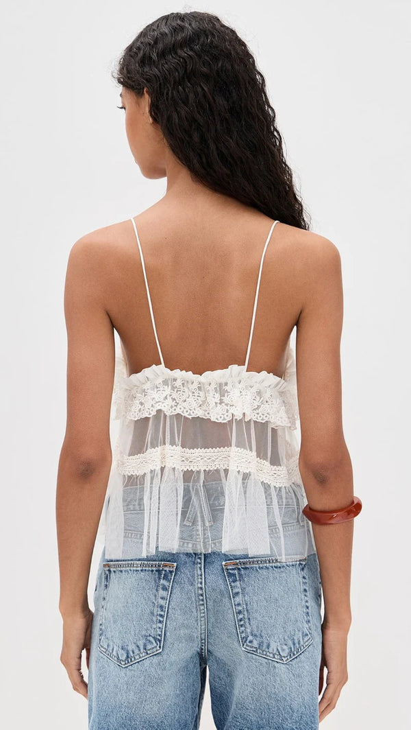 Sofia Embroidered Tank-Ivory