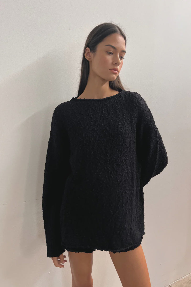 Black Boucle Knit Jumper