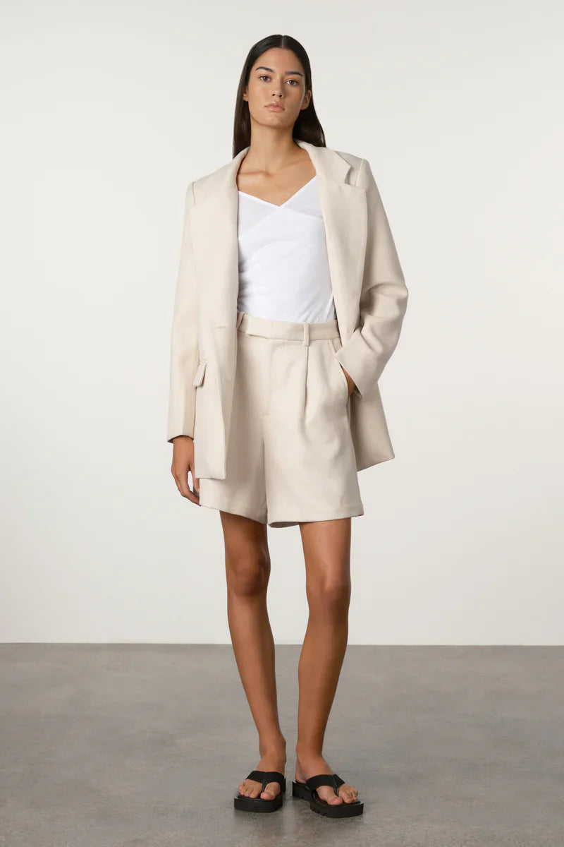 Relaxed Tailored Twill Blazer-Husk