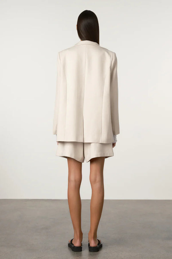 Relaxed Tailored Twill Blazer-Husk