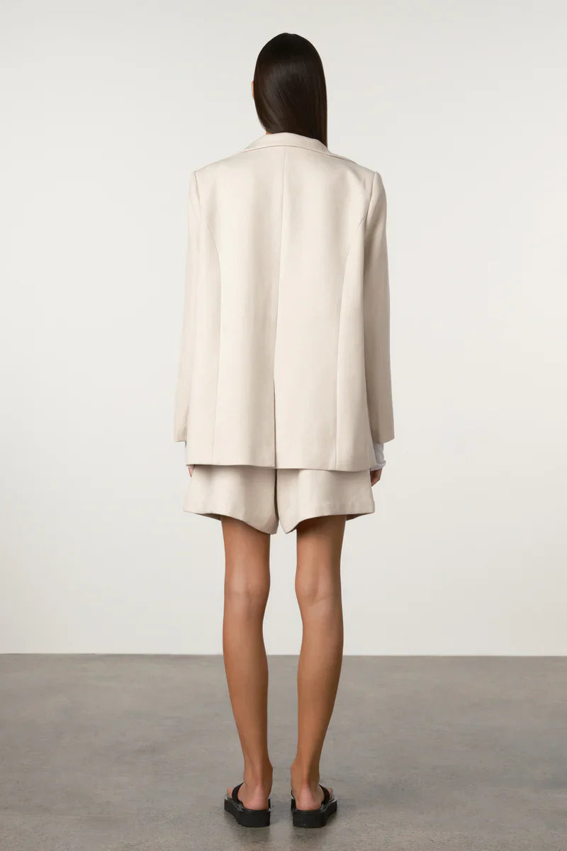 Relaxed Tailored Twill Blazer-Husk