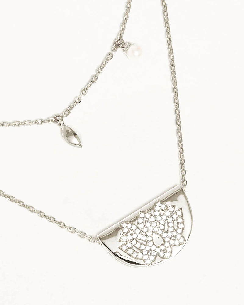 Live in Peace Lotus Necklace - Sterling Silver