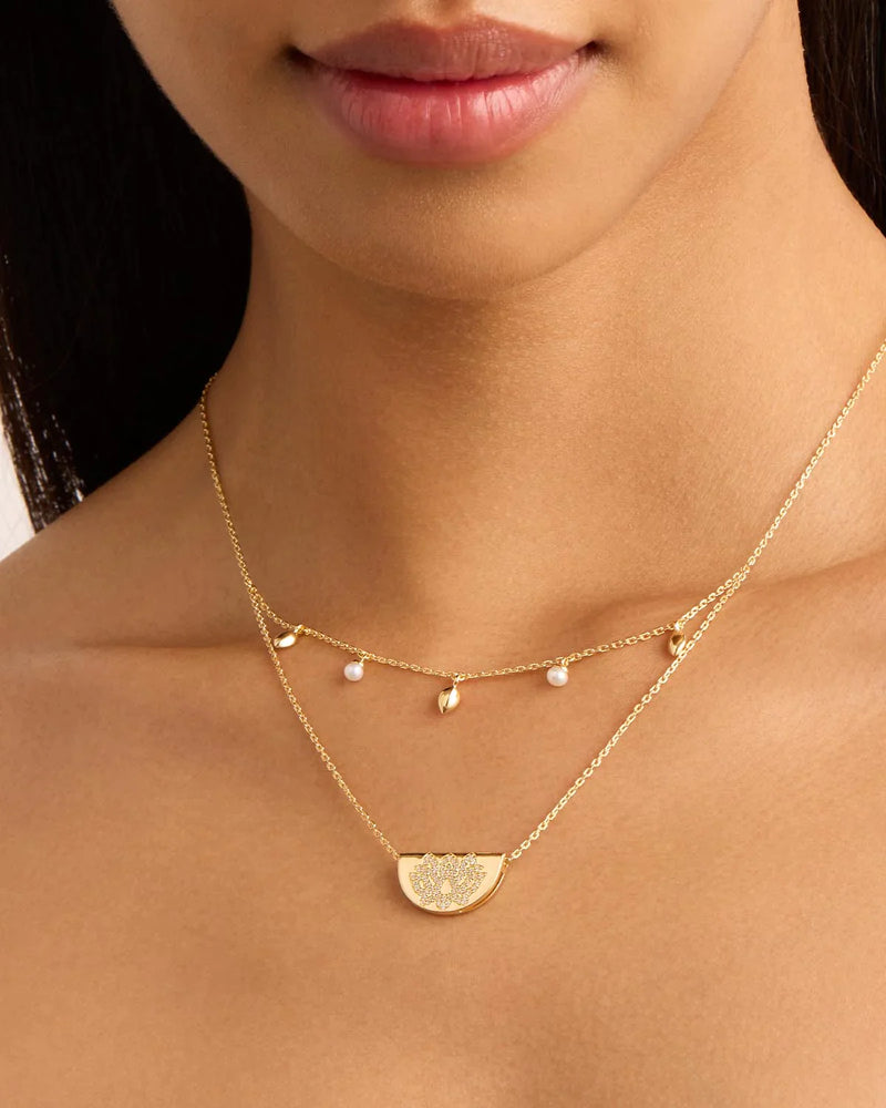 Live In Peace Lotus Necklace - 18k Gold Vermeil
