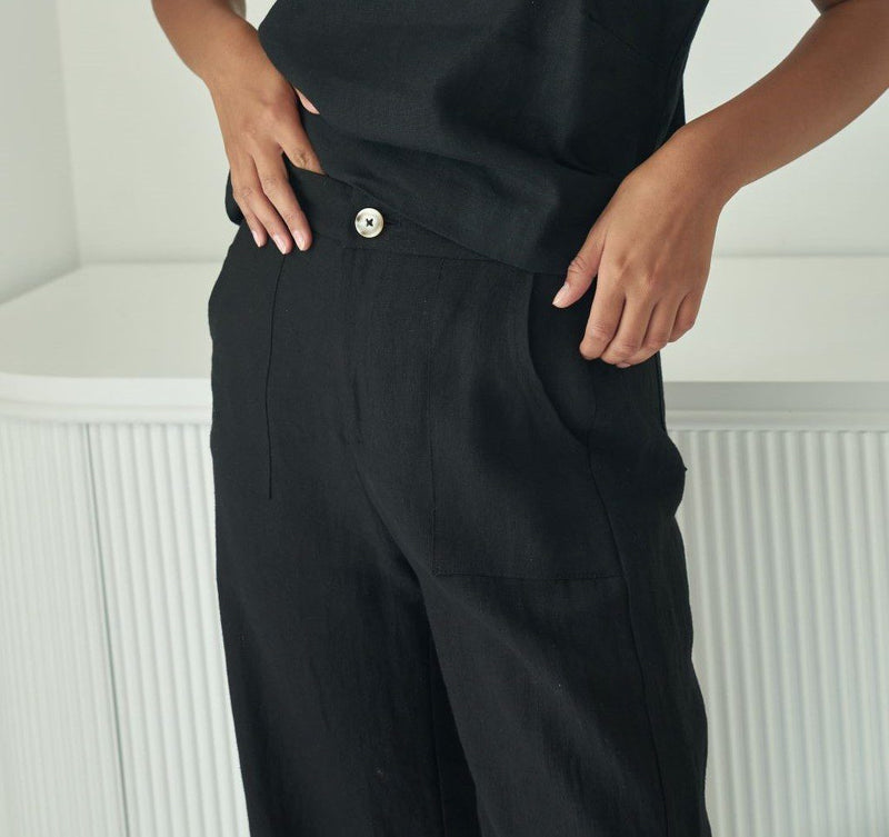 Jude Linen Pant - Black