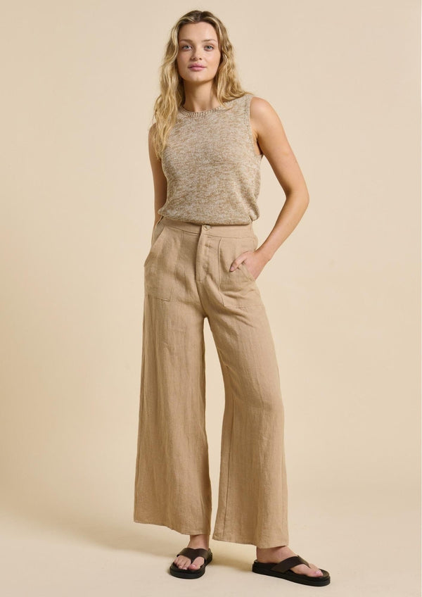Jude Linen Pants-Taupe