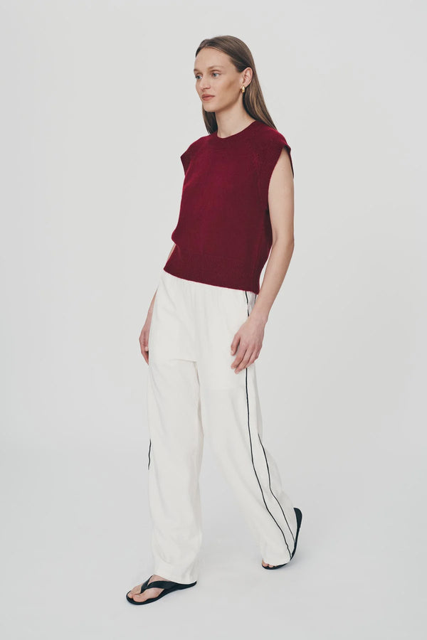 Kaia Linen Straight Pants -Bone