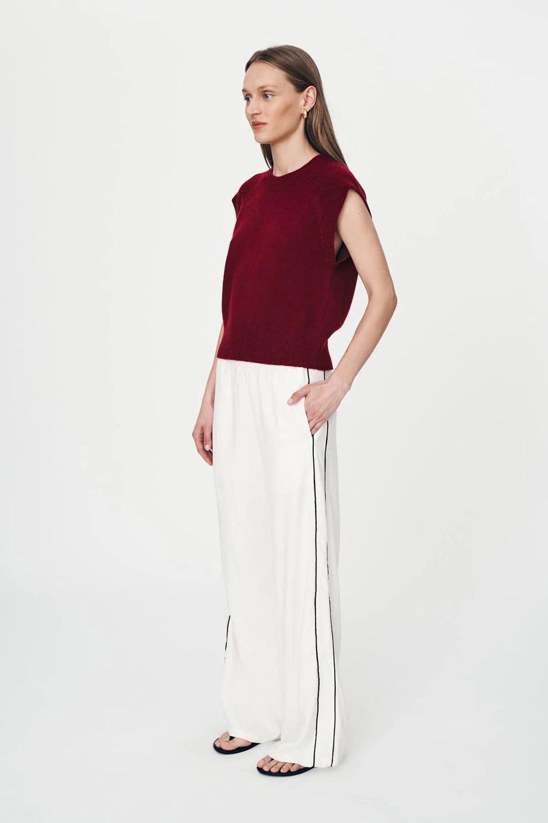 Kaia Linen Straight Pants -Bone