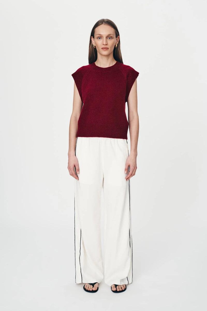 Kaia Linen Straight Pants -Bone