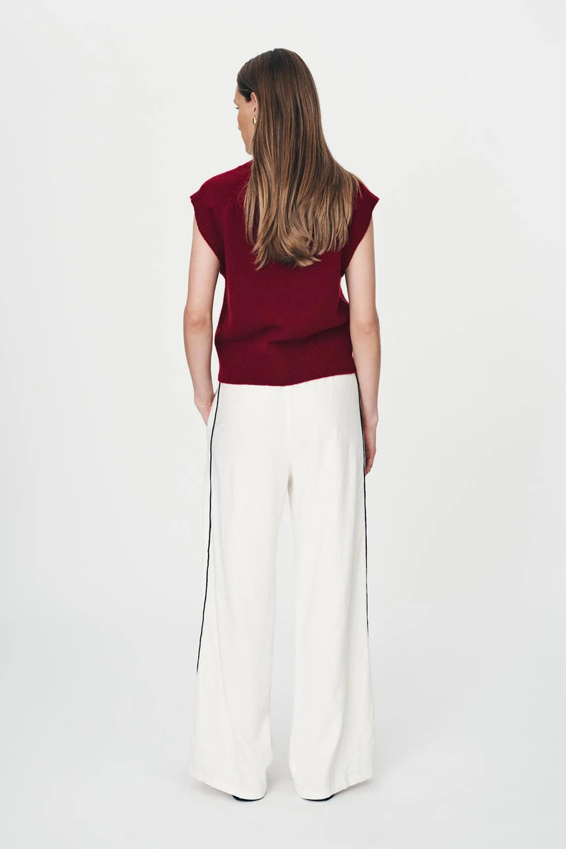 Kaia Linen Straight Pants -Bone