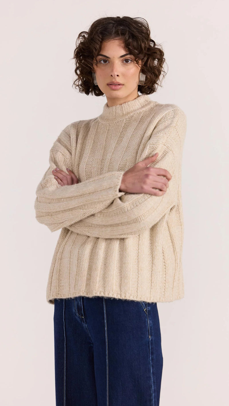 Macy Cozy Rib Jumper - Oat Marle