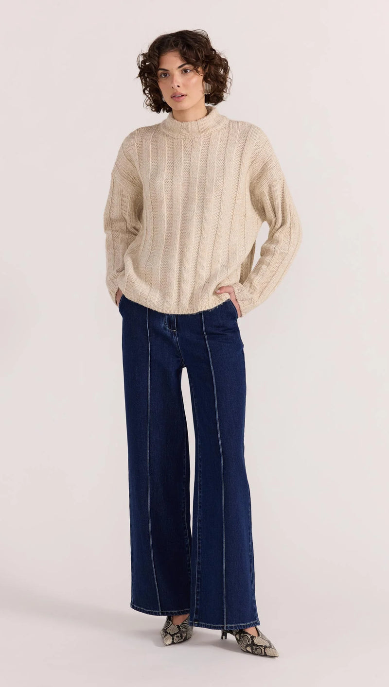 Macy Cozy Rib Jumper - Oat Marle