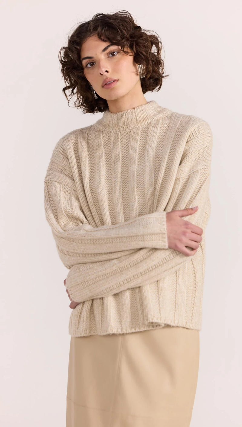 Macy Cozy Rib Jumper - Oat Marle