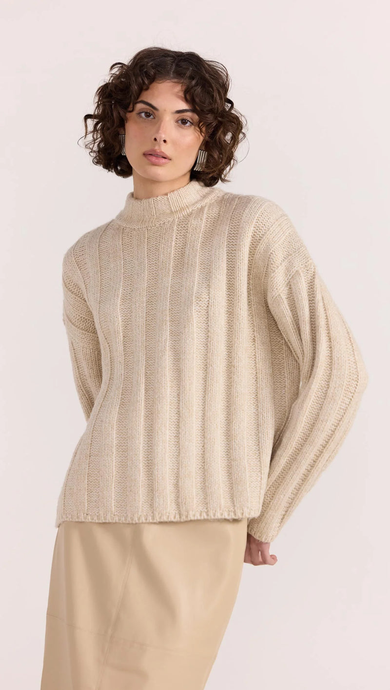 Macy Cozy Rib Jumper - Oat Marle