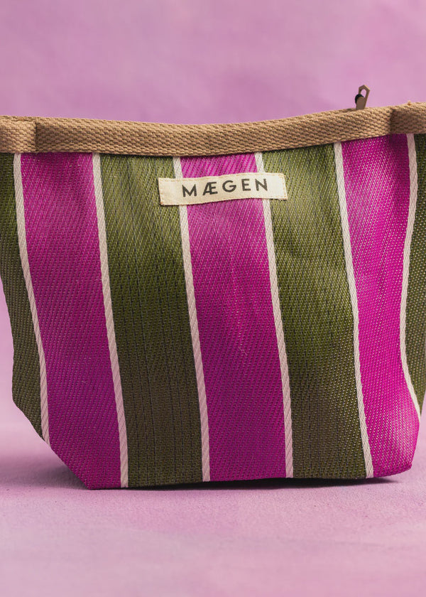 The Striped Pouch in Brown/ Olive/ Pink