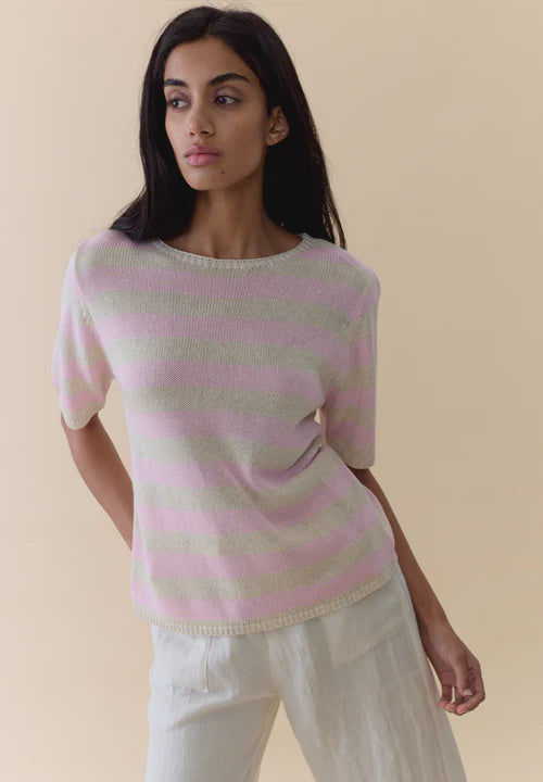 Stripe Summer Tee - Pink/Natural