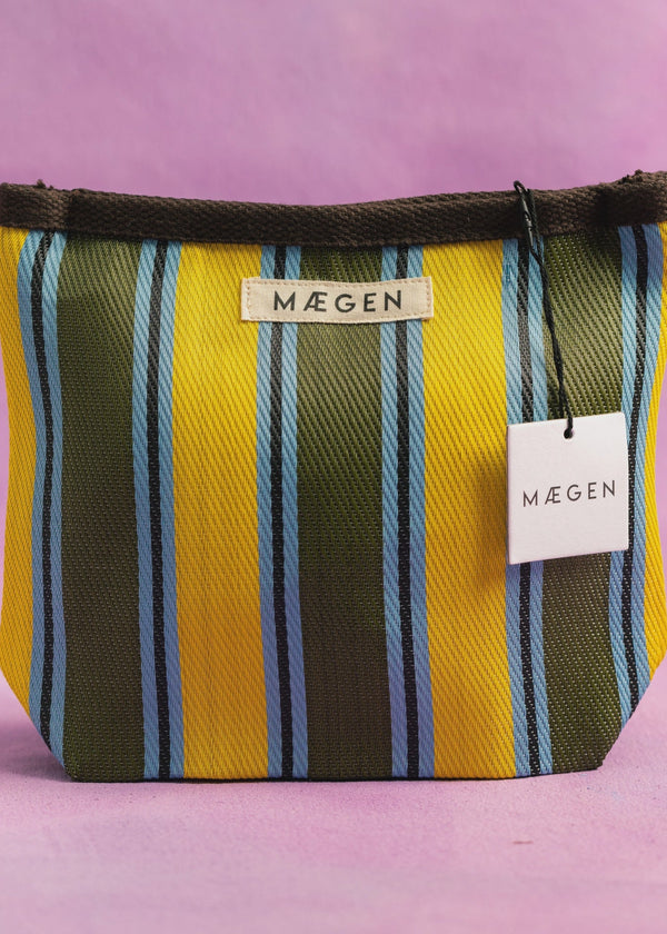 The Striped Pouch in Chocolate/Yellow/ Olive