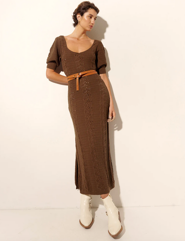 Helena Knit Midi Dress- Cocoa