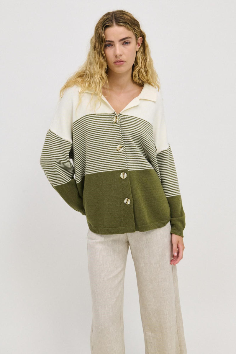 Stripe Knit Shirt – Khaki