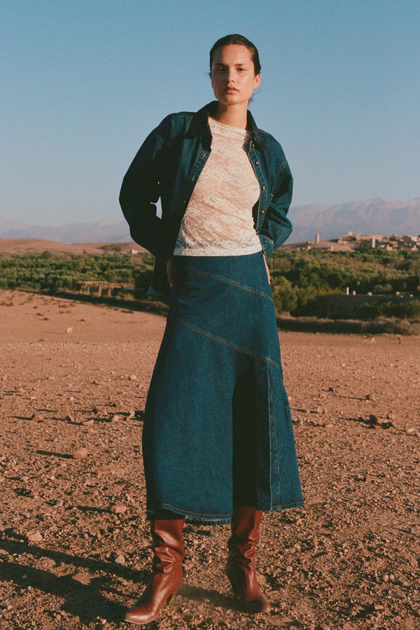 Thea Denim Midi Skirt - Classic Indigo