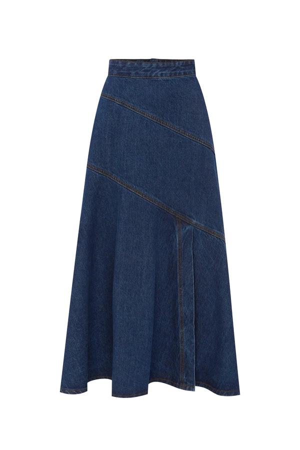 Thea Denim Midi Skirt - Classic Indigo