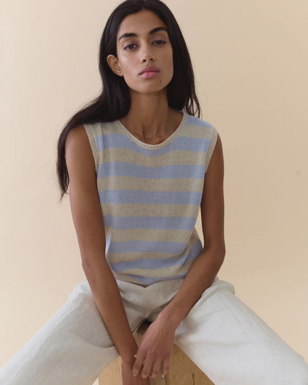 Stripe Sia Tank - Blue/Natural