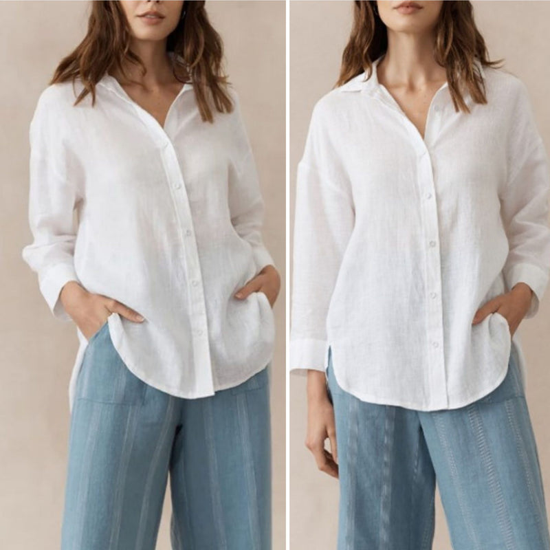 Linen Boyfriend Shirt - White