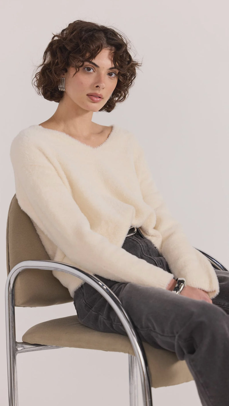 Ember Fluffy Knit Jumper - Cream