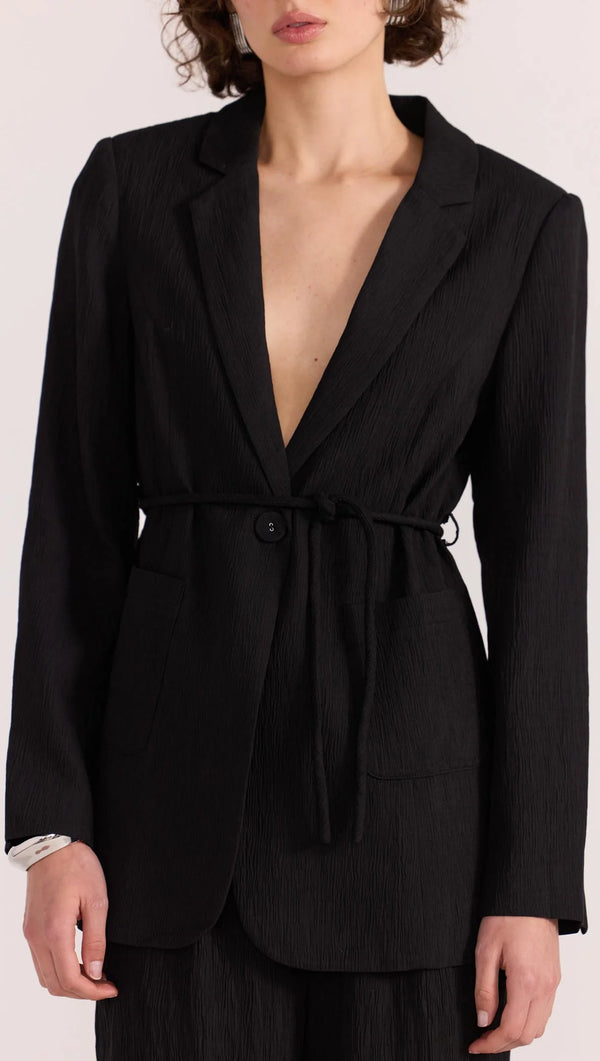 Emory Tie Waist Blazer - Black