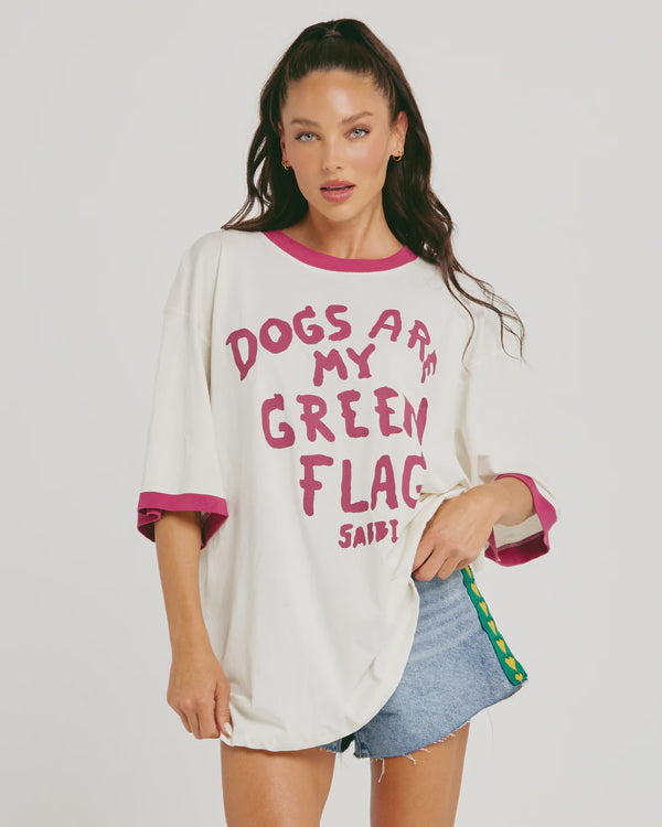 The Very Oversized Green flag Tee-Off White
