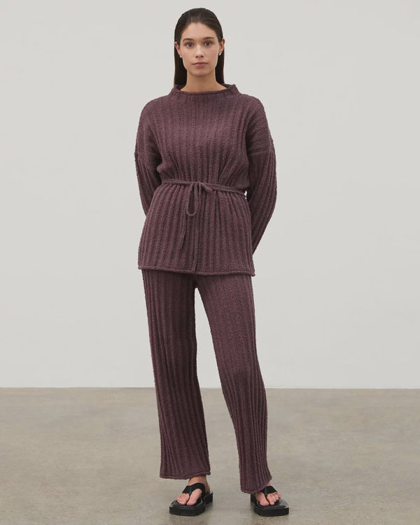 Textured Knit Tunic-Currant