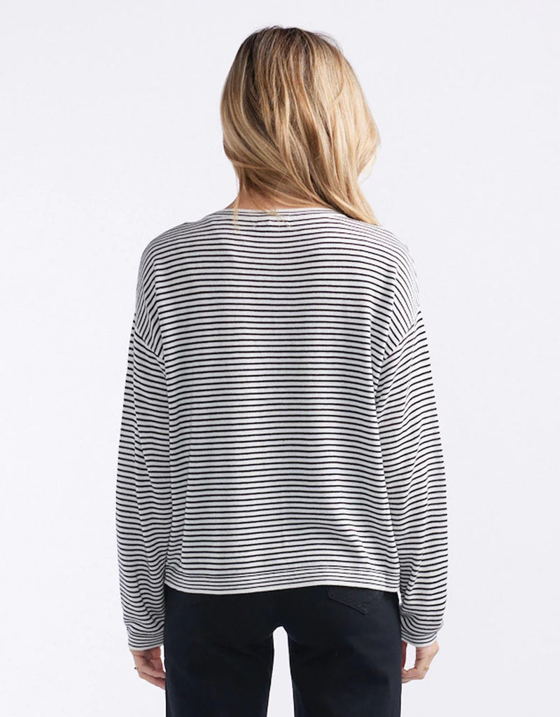 Daisy Stripe Top - White/Black