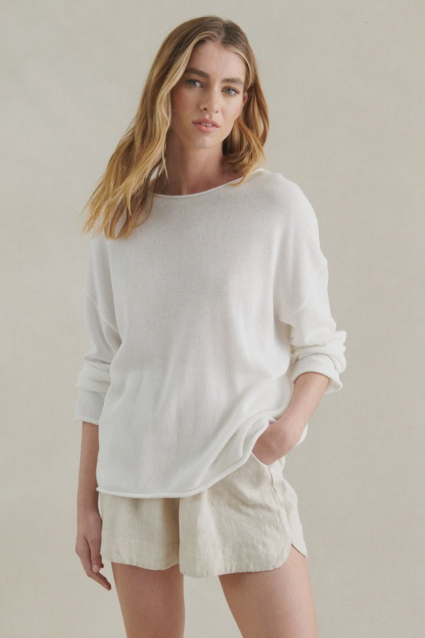 Spring knit LS top- White