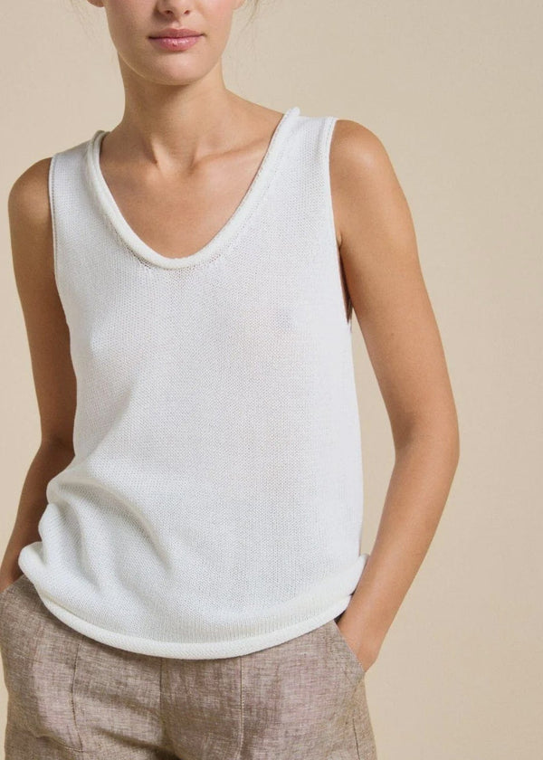 Scoop Spring Tank-White