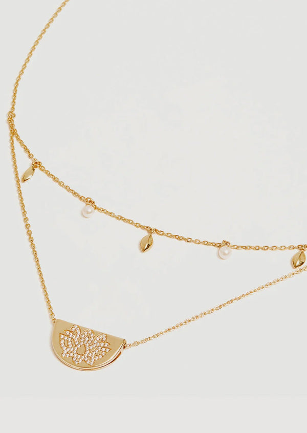 Live In Peace Lotus Necklace - 18k Gold Vermeil