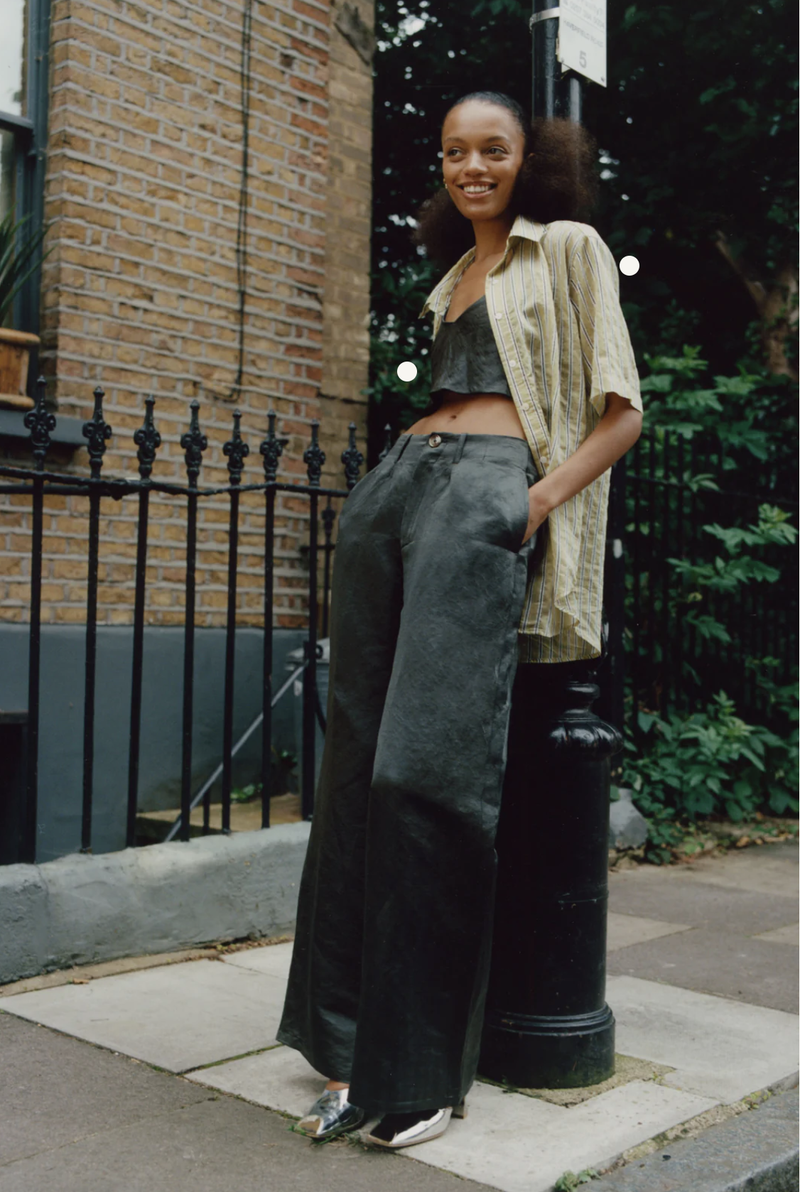 Carlotta Silk Linen Wide Pants - Iron