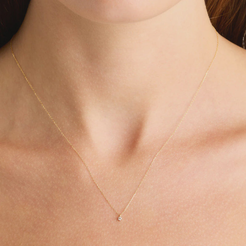 Sweet Droplet Diamond Necklace - 14K Solid Gold