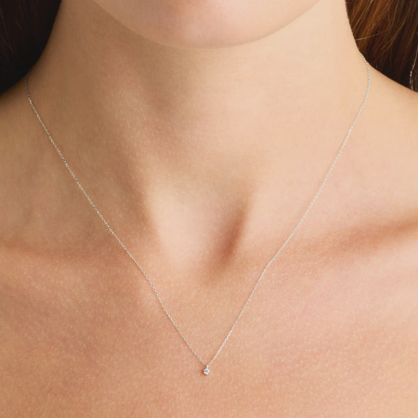 Sweet Droplet Diamond Necklace - 14K Solid White Gold